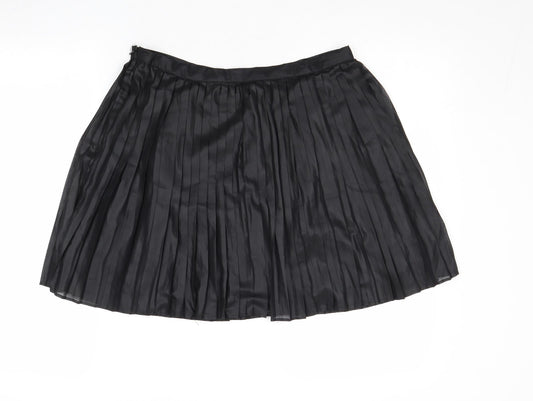 Vera Moda Womens Black Polyester Pleated Skirt Size 10 Zip