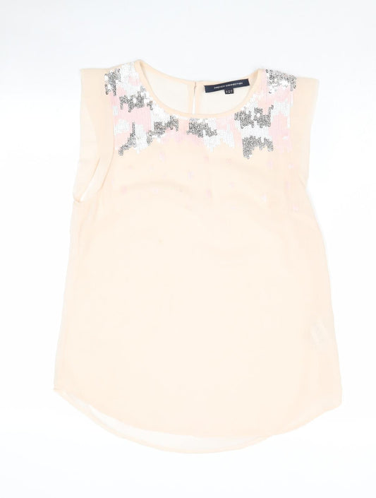 French Connection Womens Pink Polyester Basic Tank Size 8 Round Neck