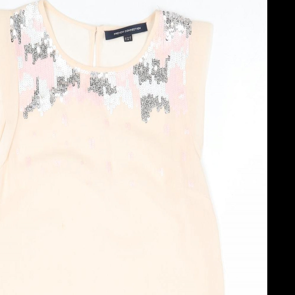 French Connection Womens Pink Polyester Basic Tank Size 8 Round Neck