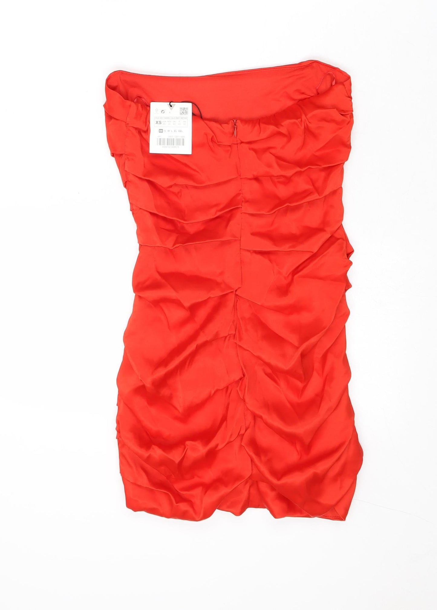 Zara Womens Red Polyester Bodycon Size XS Off the Shoulder Zip