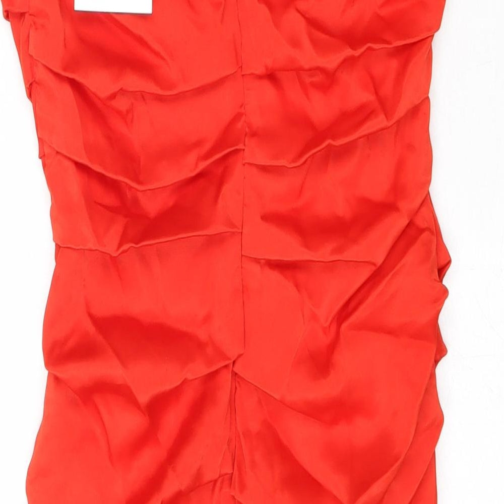 Zara Womens Red Polyester Bodycon Size XS Off the Shoulder Zip