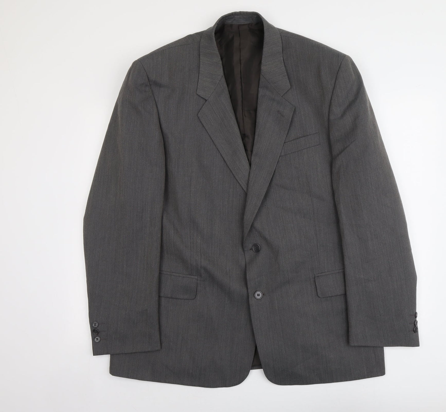 Pin stripe Mens Grey Polyester Jacket Suit Jacket Size L Regular