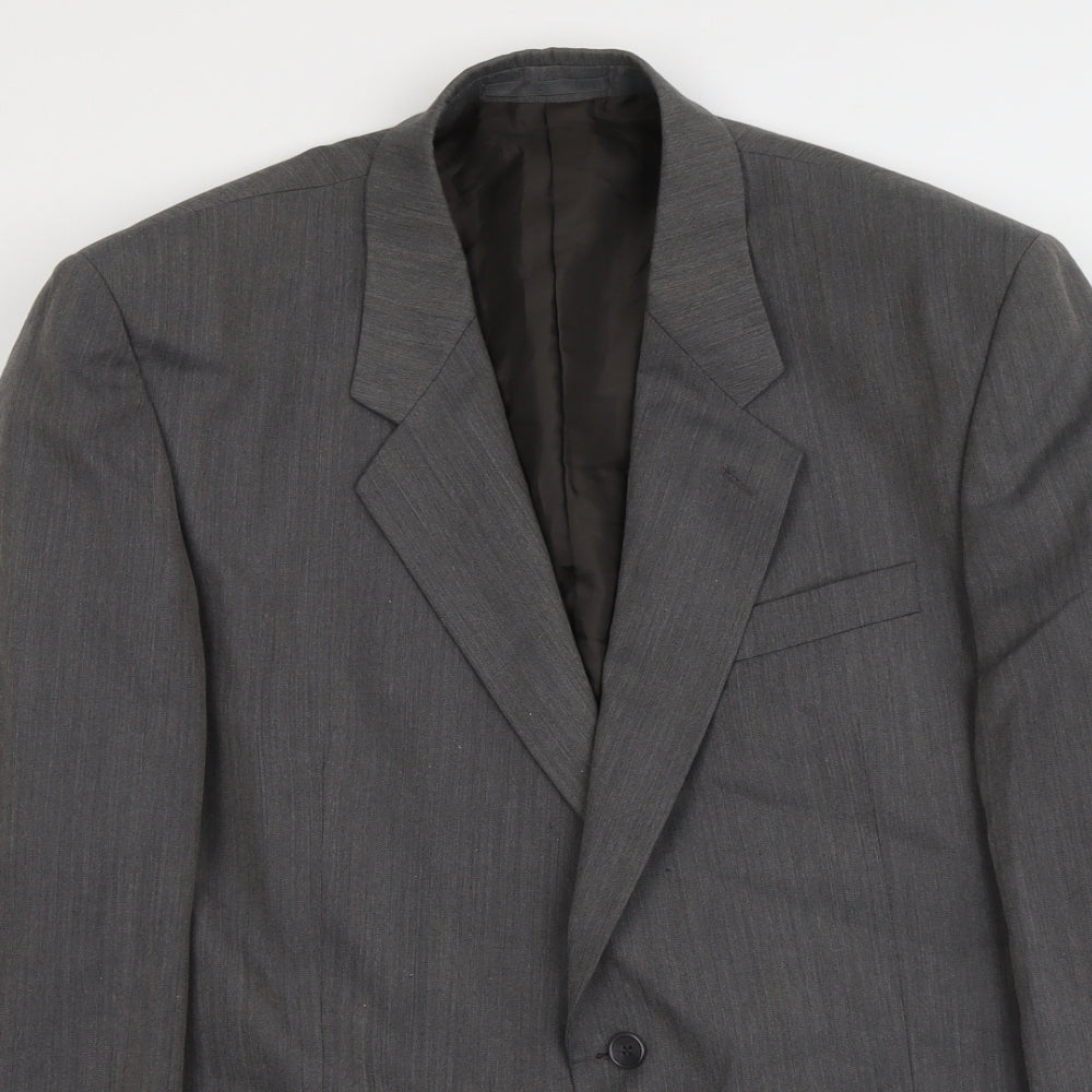 Pin stripe Mens Grey Polyester Jacket Suit Jacket Size L Regular