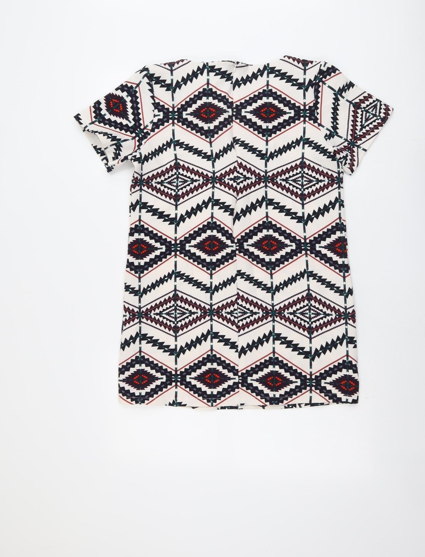 Hearts & Bows Womens Multicoloured Geometric Polyester Basic T-Shirt Size 10 Round Neck