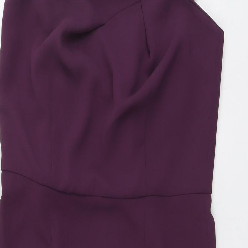 Rochelle Humes Womens Purple Polyester Shift Size 12 Square Neck Zip