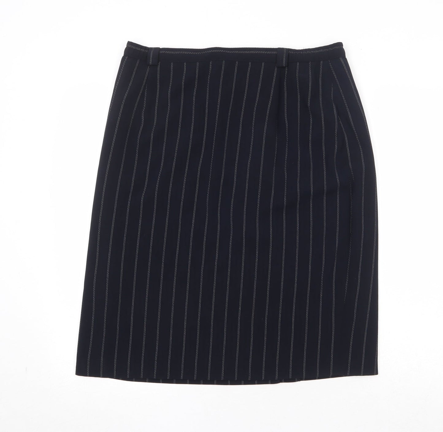 Gold Womens Black Striped Polyester Straight & Pencil Skirt Size 34 in Zip