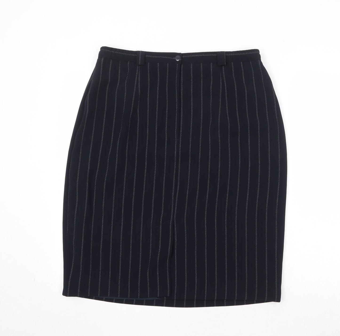 Gold Womens Black Striped Polyester Straight & Pencil Skirt Size 34 in Zip