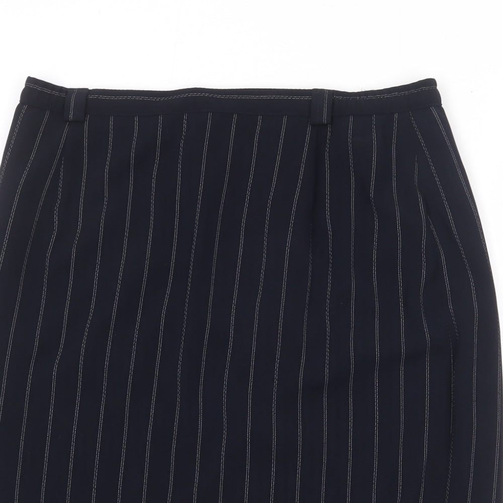Gold Womens Black Striped Polyester Straight & Pencil Skirt Size 34 in Zip