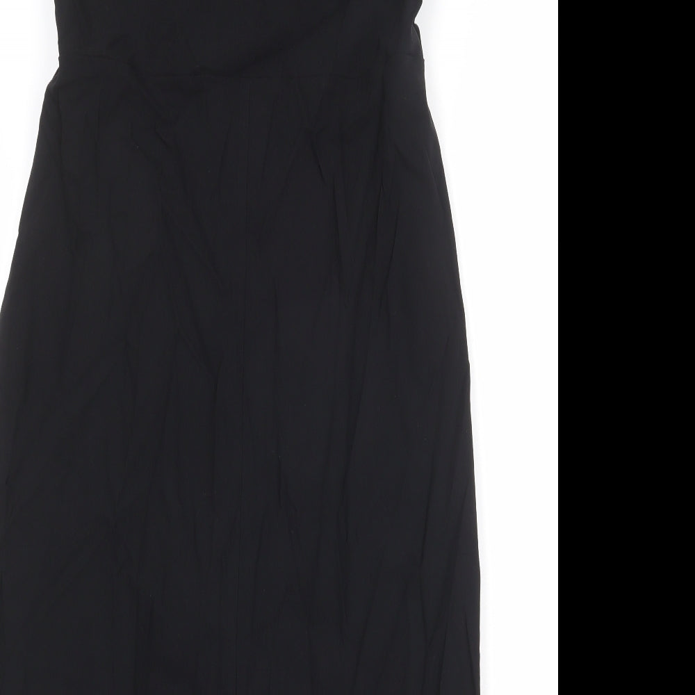 Marks and Spencer Womens Black Viscose Sheath Size 14 Square Neck Zip
