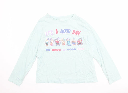 Disney Womens Blue 100% Cotton Basic T-Shirt Size S Round Neck - It's A Good Day 7 Dwarfs