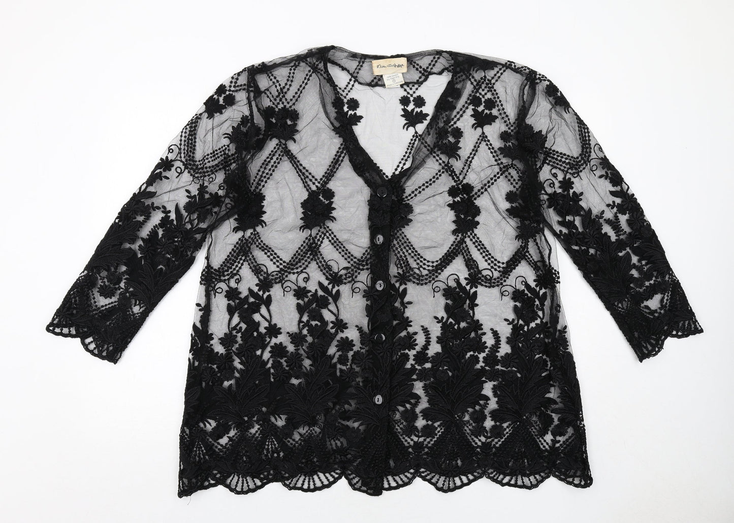Miss Selfridge Womens Black Geometric Jacket Size M Button