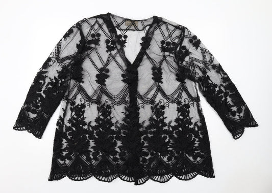 Miss Selfridge Womens Black Geometric Jacket Size M Button