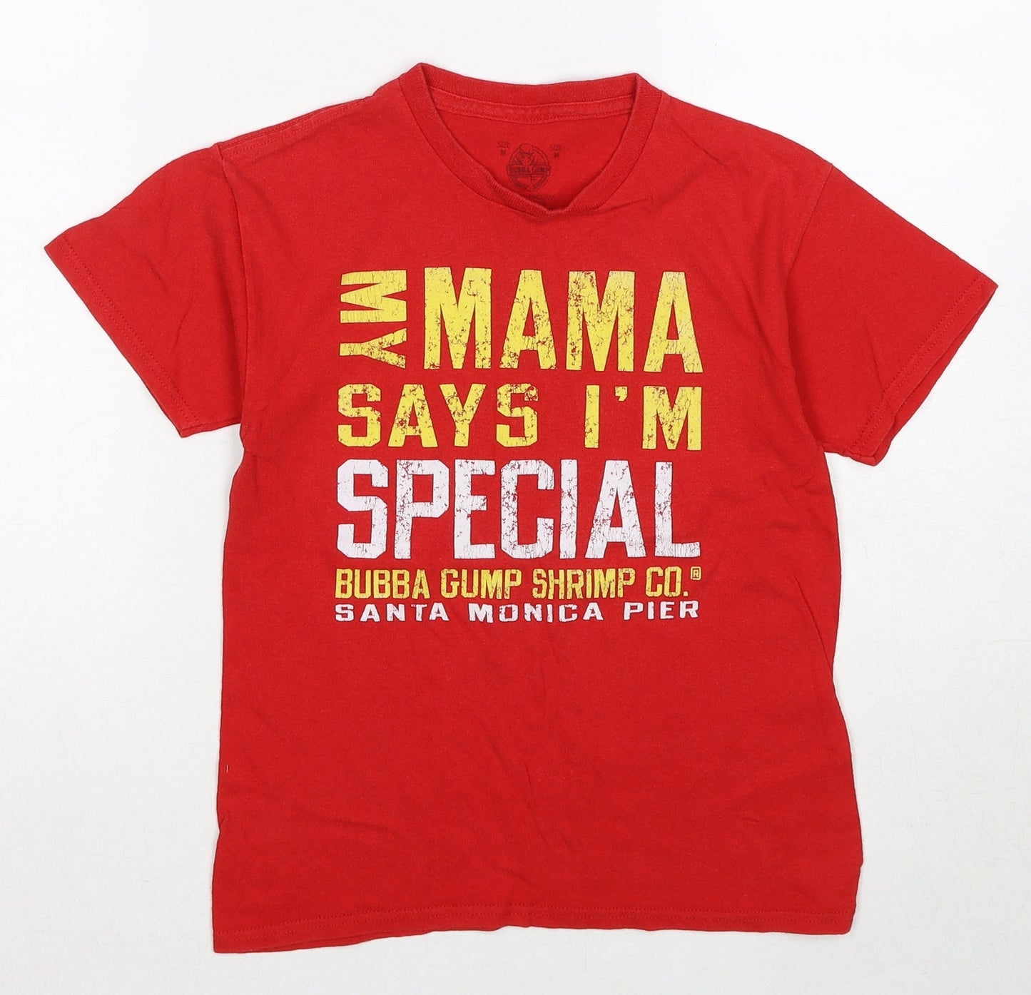 Bubba Gump Boys Red Cotton Pullover T-Shirt Size M Crew Neck Pullover - Slogan