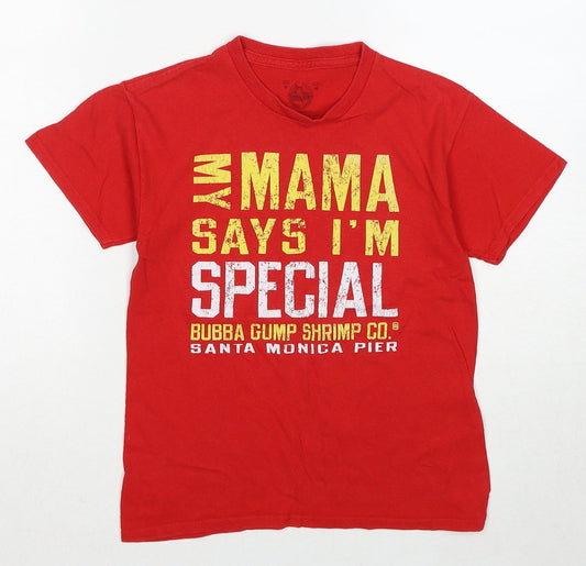 Bubba Gump Boys Red Cotton Pullover T-Shirt Size M Crew Neck Pullover - Slogan