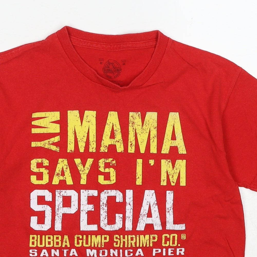 Bubba Gump Boys Red Cotton Pullover T-Shirt Size M Crew Neck Pullover - Slogan