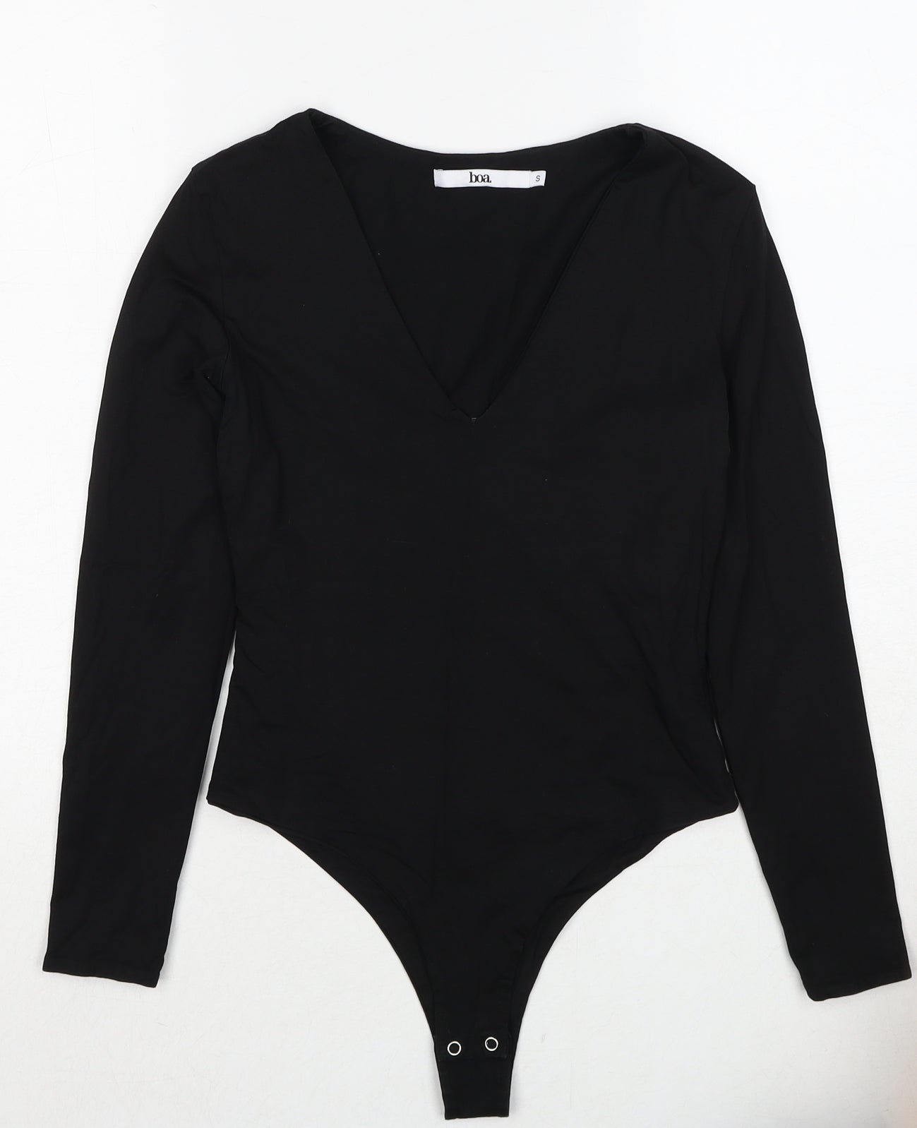 Boa Womens Black Polyester Bodysuit One-Piece Size S Snap