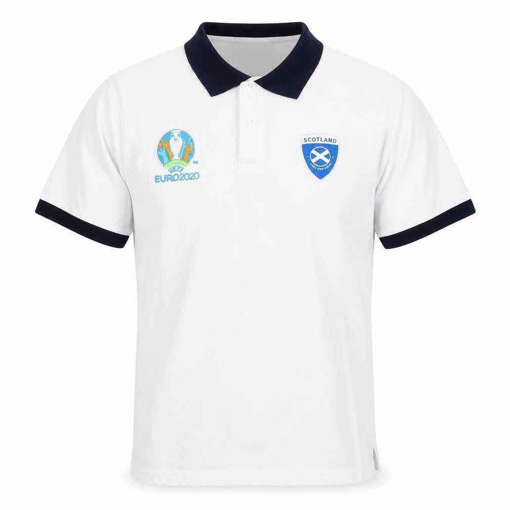 UEFA EURO Mens White Cotton Polo Size L Collared Pullover - Euro 2020