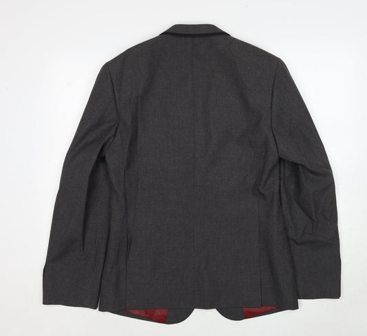 Burton Mens Grey Polyester Jacket Suit Jacket Size 38 Regular
