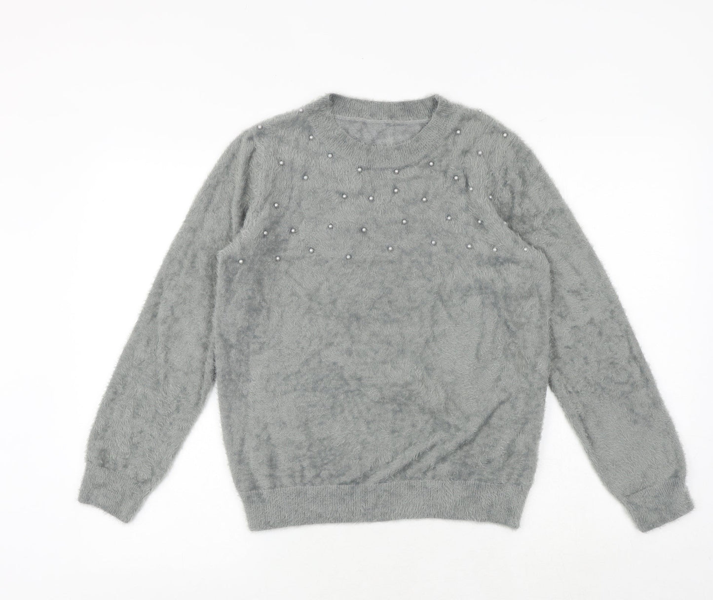Klass Womens Grey Round Neck Polyamide Pullover Jumper Size S