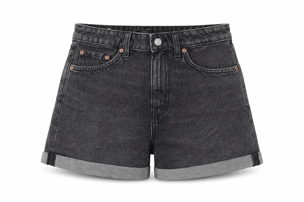 Weekday Womens Grey 100% Cotton Basic Shorts Size 8 Regular Zip