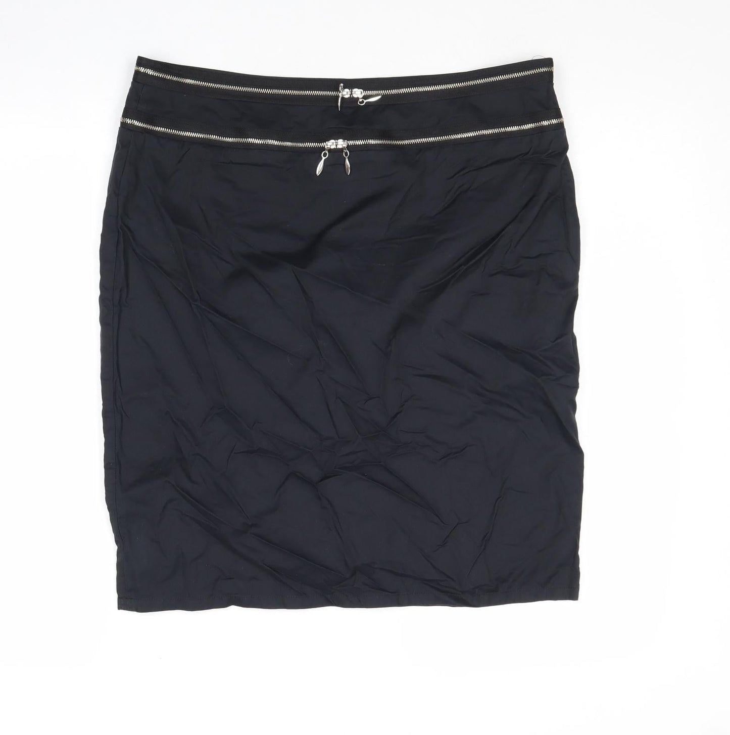 Warehouse Womens Black Cotton Straight & Pencil Skirt Size 14 Zip
