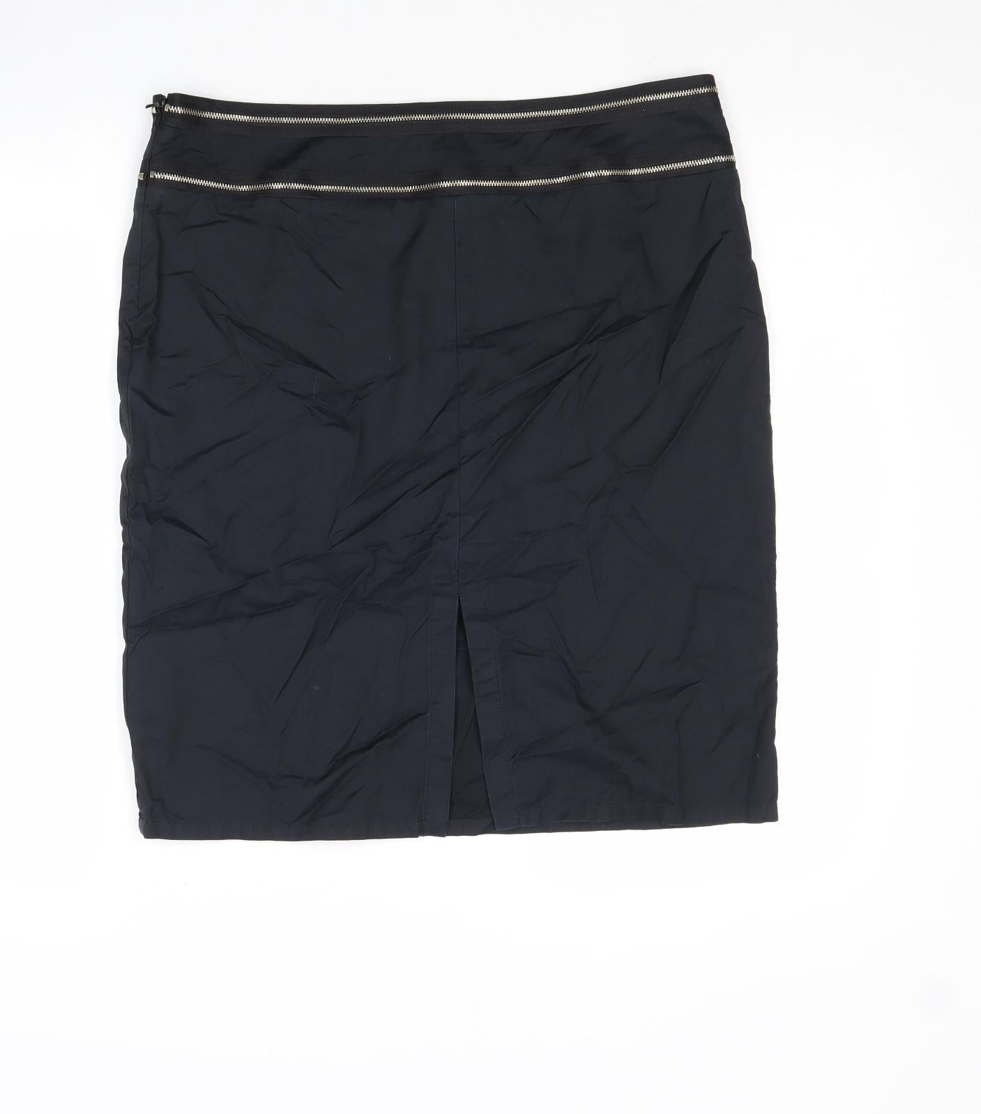 Warehouse Womens Black Cotton Straight & Pencil Skirt Size 14 Zip