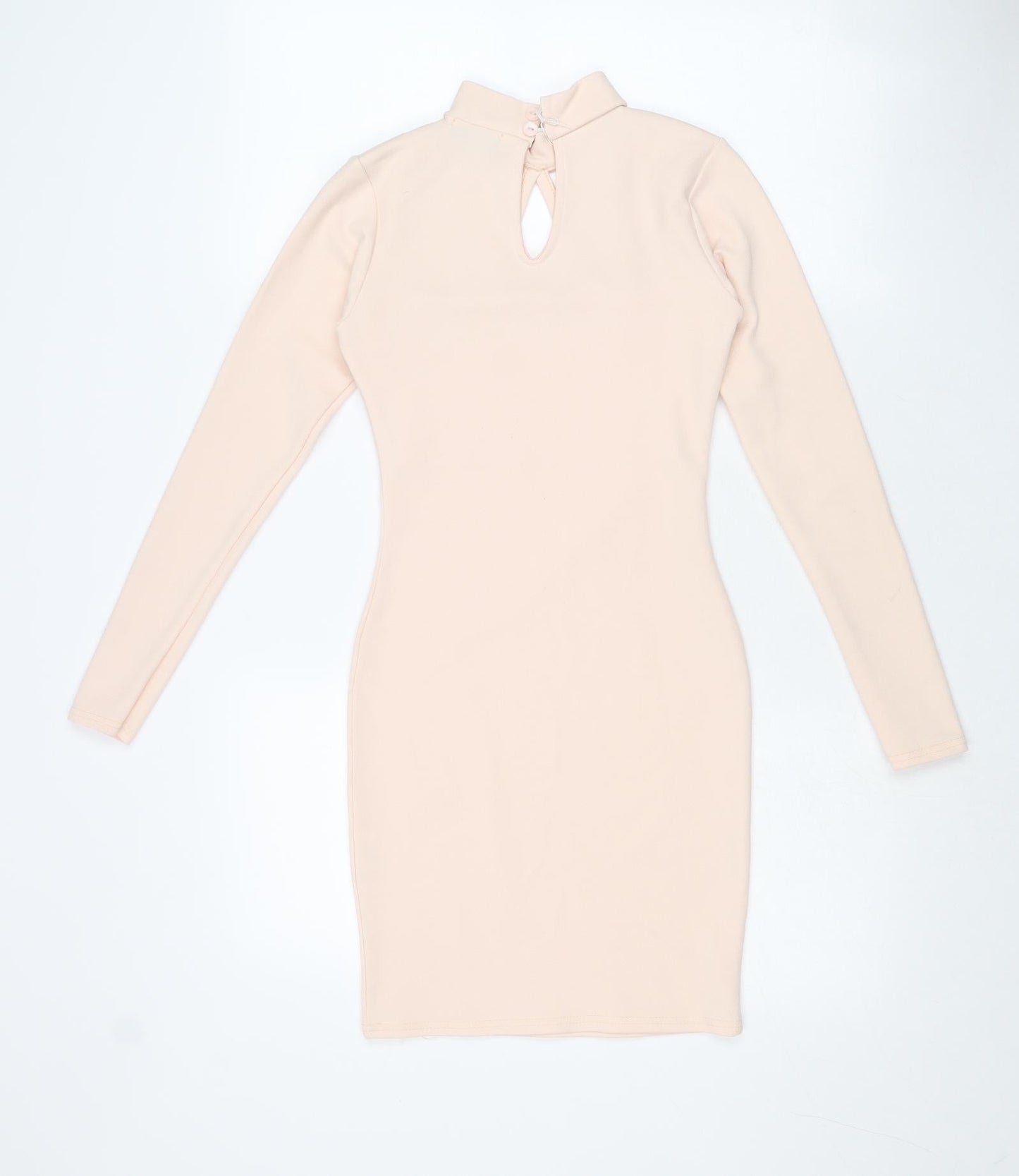 IX LONDON Womens Pink Polyester Bodycon Size 8 Round Neck Button