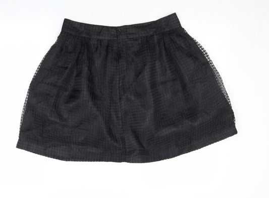 Pure Oxygen Womens Black Geometric Polyester Skater Skirt Size 32 in Zip