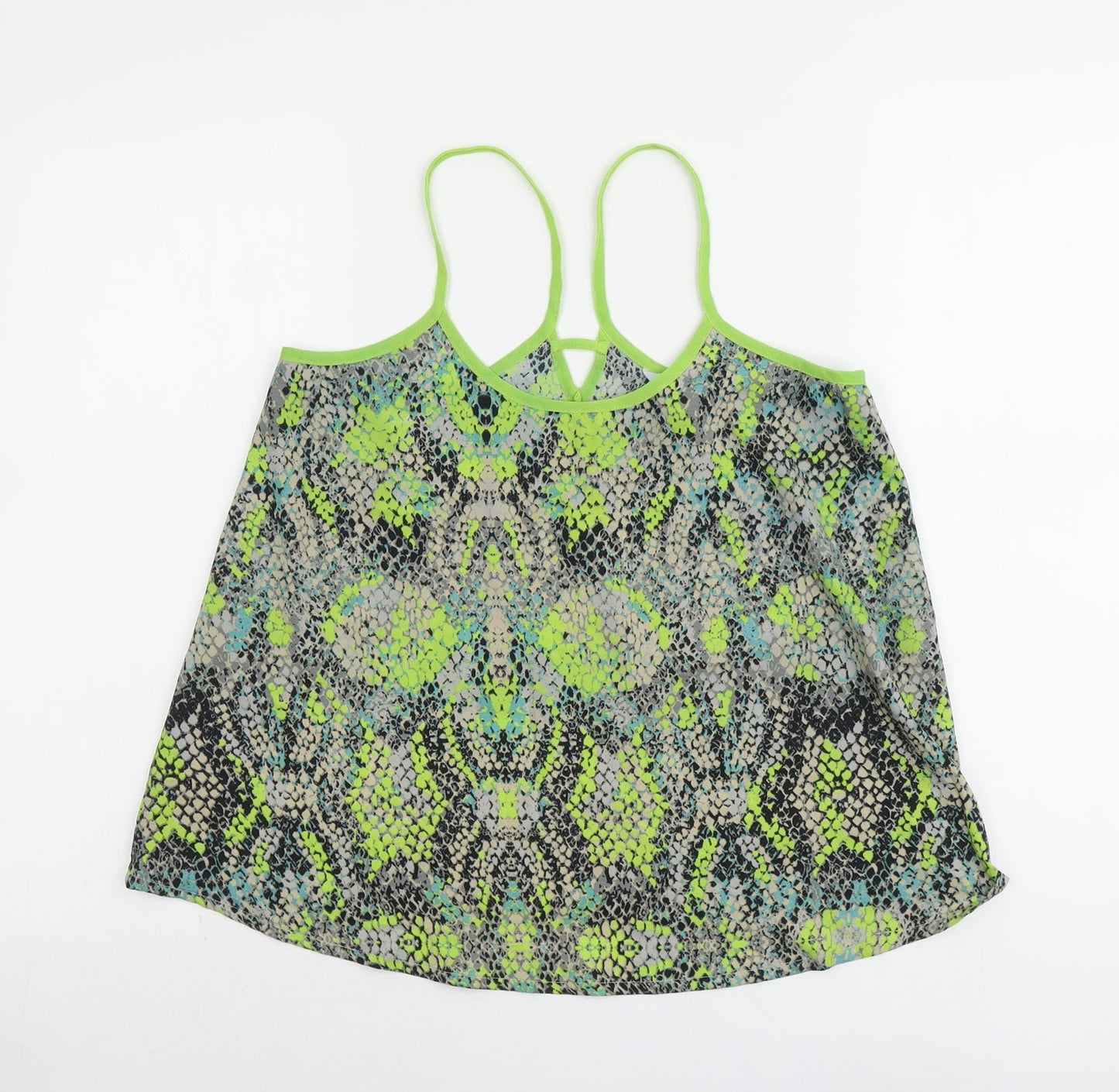 Butterfly Womens Green Geometric Polyester Camisole Tank Size 10 Round Neck