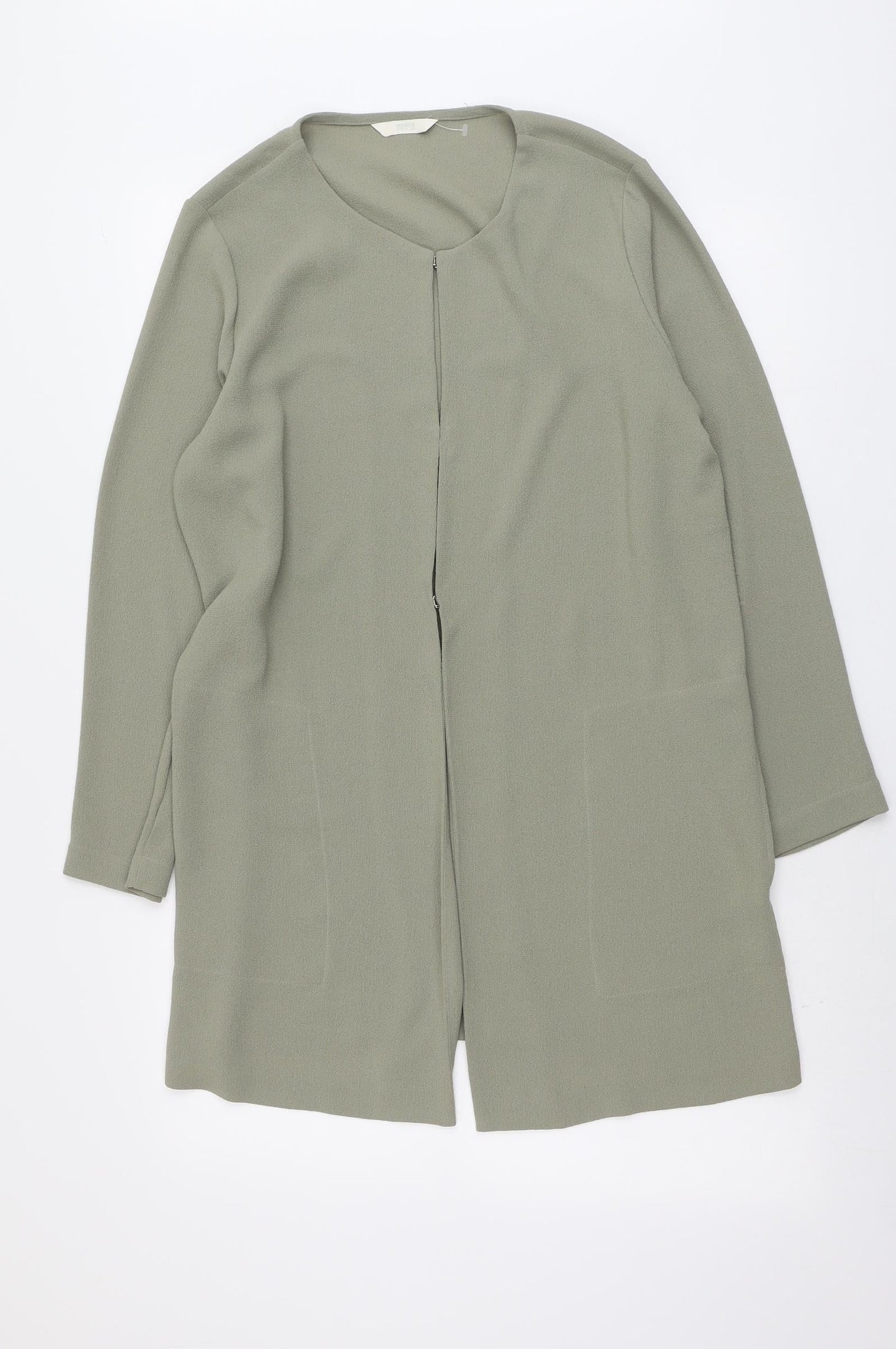 Marks and Spencer Womens Green Overcoat Coat Size 14 Hook & Eye