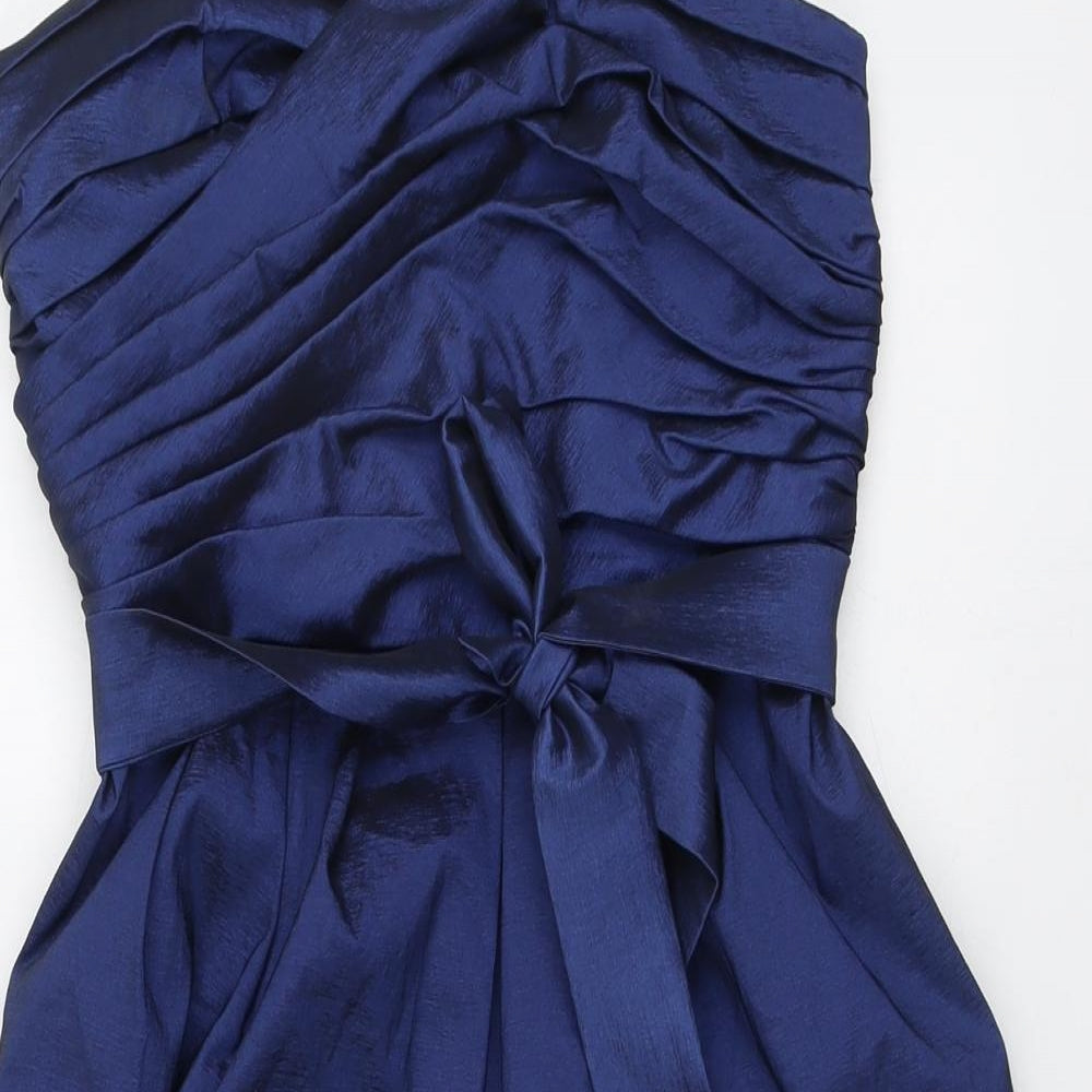 Vera Mont Womens Blue Polyester Mini Size 10 Square Neck Zip - Strapless