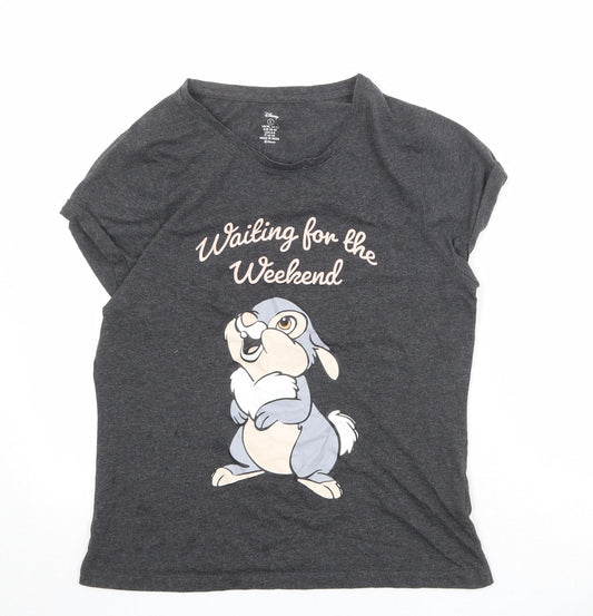 Disney Womens Green Cotton Basic T-Shirt Size S Round Neck - Waiting for the Weekend
