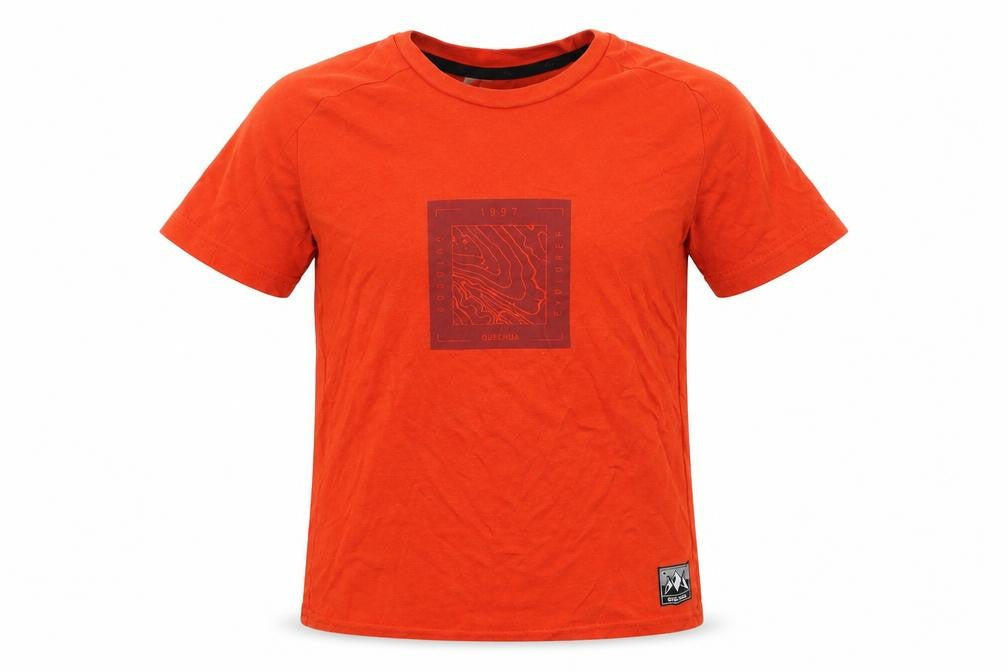 Decathlon Boys Orange Cotton Pullover T-Shirt Size 5-6 Years Round Neck Pullover