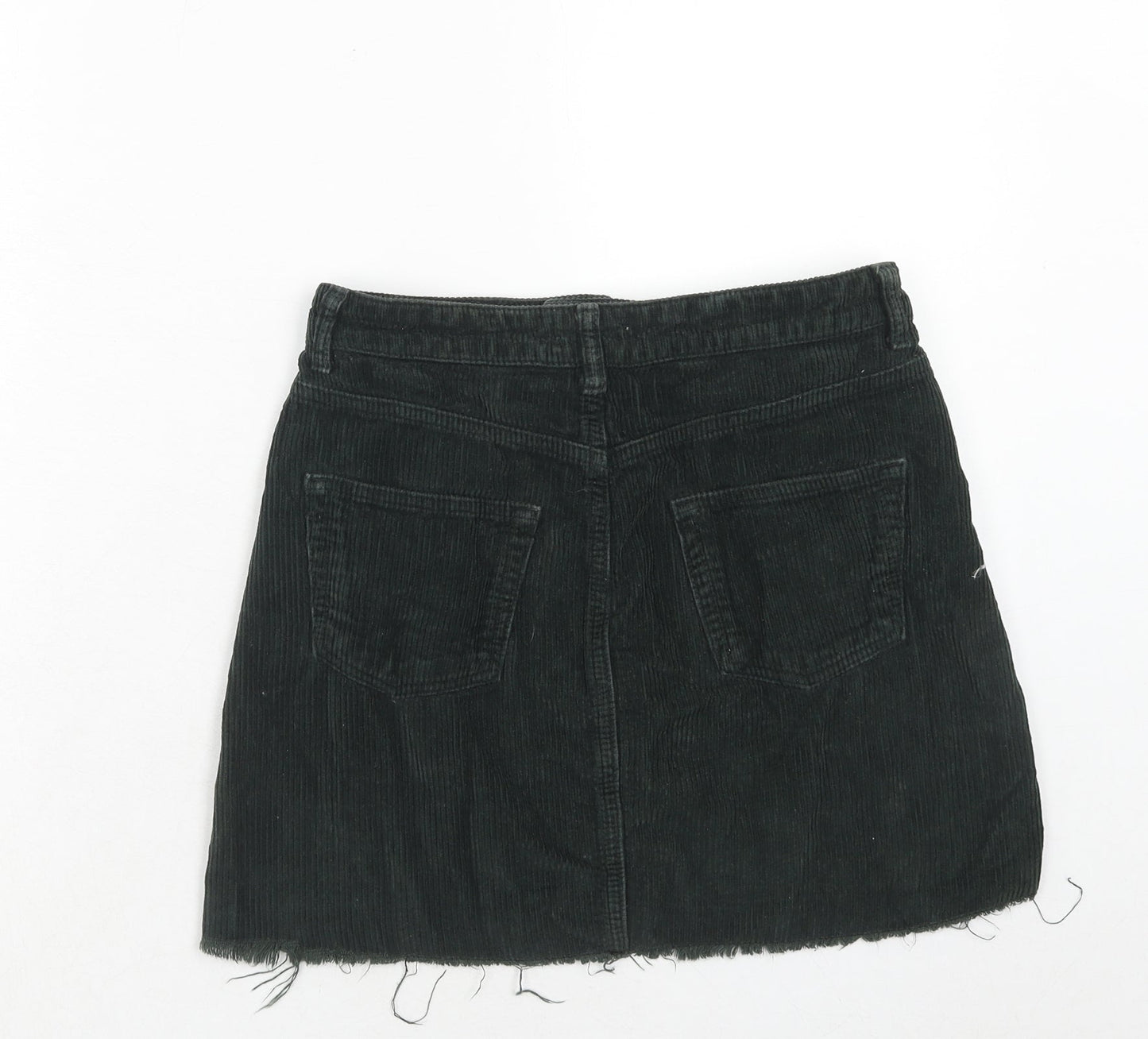 Topshop Womens Green Cotton A-Line Skirt Size 8 Zip