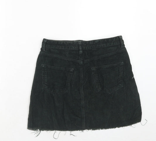 Topshop Womens Green Cotton A-Line Skirt Size 8 Zip