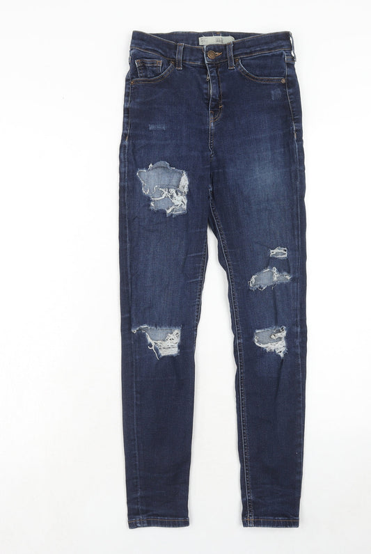Topshop Womens Blue Cotton Skinny Jeans Size 26 in L32 in Regular Zip