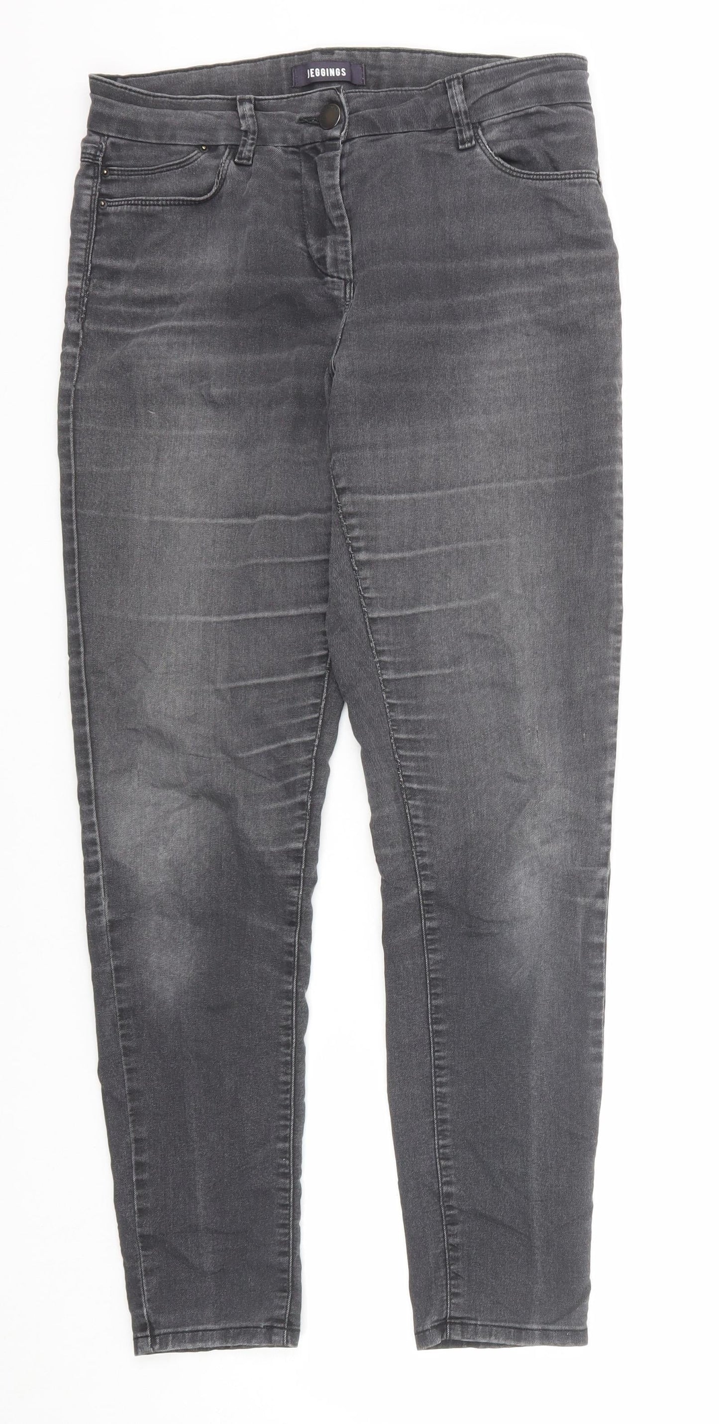 Marks and Spencer Womens Black Cotton Jegging Jeans Size 10 Regular Zip