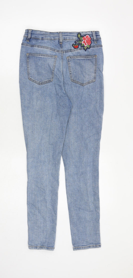 Marks and Spencer Womens Blue Cotton Skinny Jeans Size 8 Regular Zip