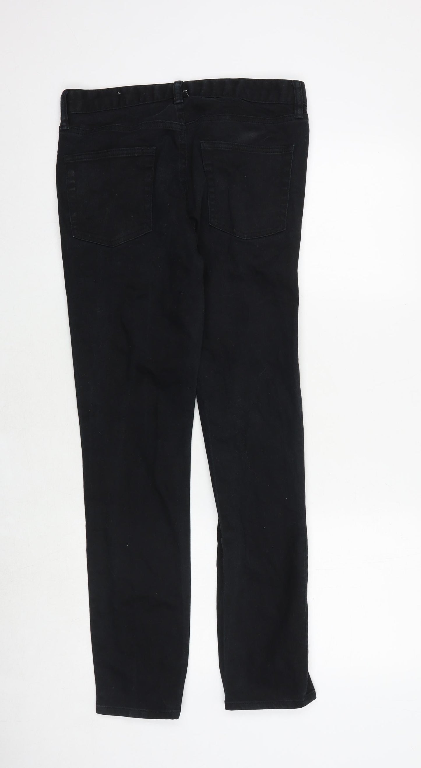 Topman Mens Black Cotton Straight Jeans Size 30 in L30 in Regular Zip