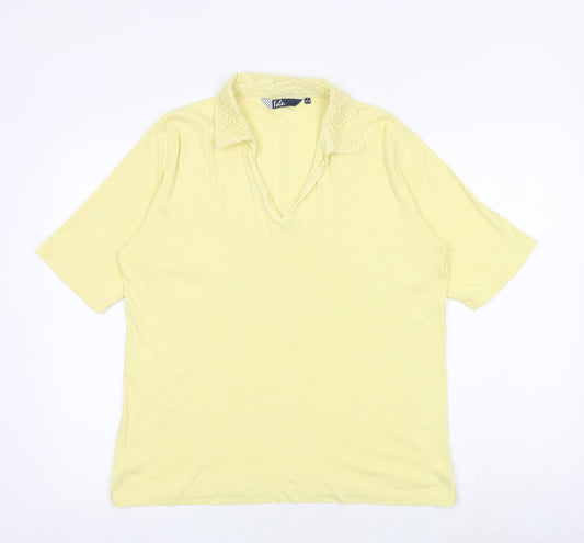 EWM Womens Yellow Polyester Basic Polo Size L Collared - Size 18-20