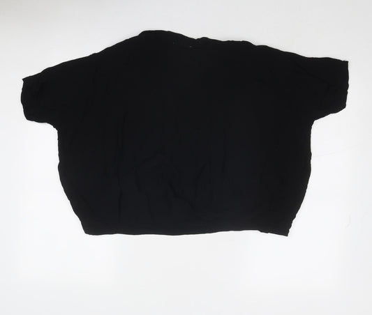 Lamorena Womens Black Polyester Basic Blouse Size 10 Round Neck