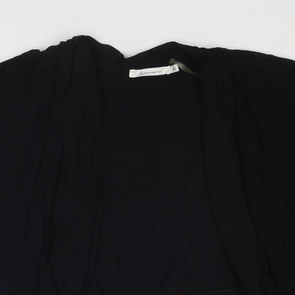 Lamorena Womens Black Polyester Basic Blouse Size 10 Round Neck