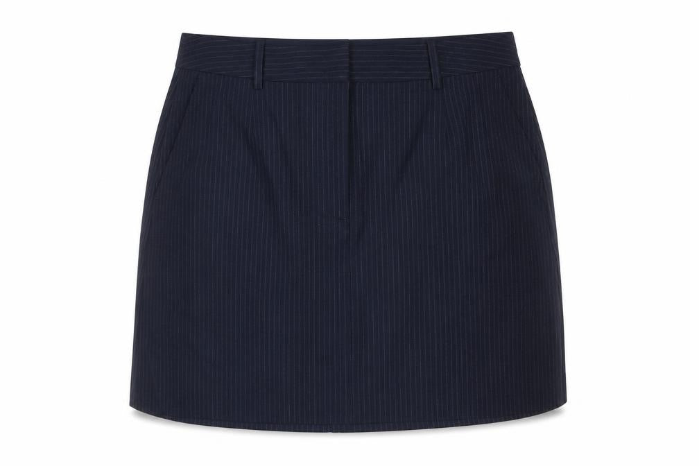 Marks and Spencer Womens Blue Striped Polyester A-Line Skirt Size 18 Zip