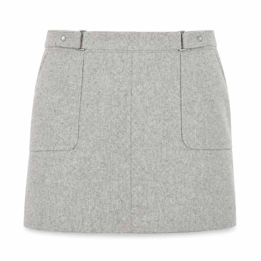 Mint Velvet Womens Grey Wool A-Line Skirt Size 14 Zip