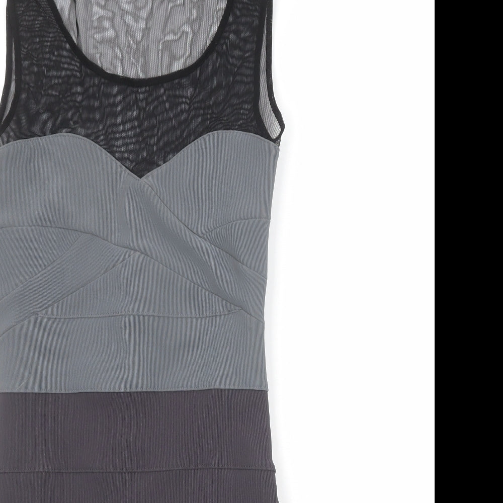 Miss Selfridge Womens Grey Colourblock Polyester Bodycon Size 12 Round Neck Pullover