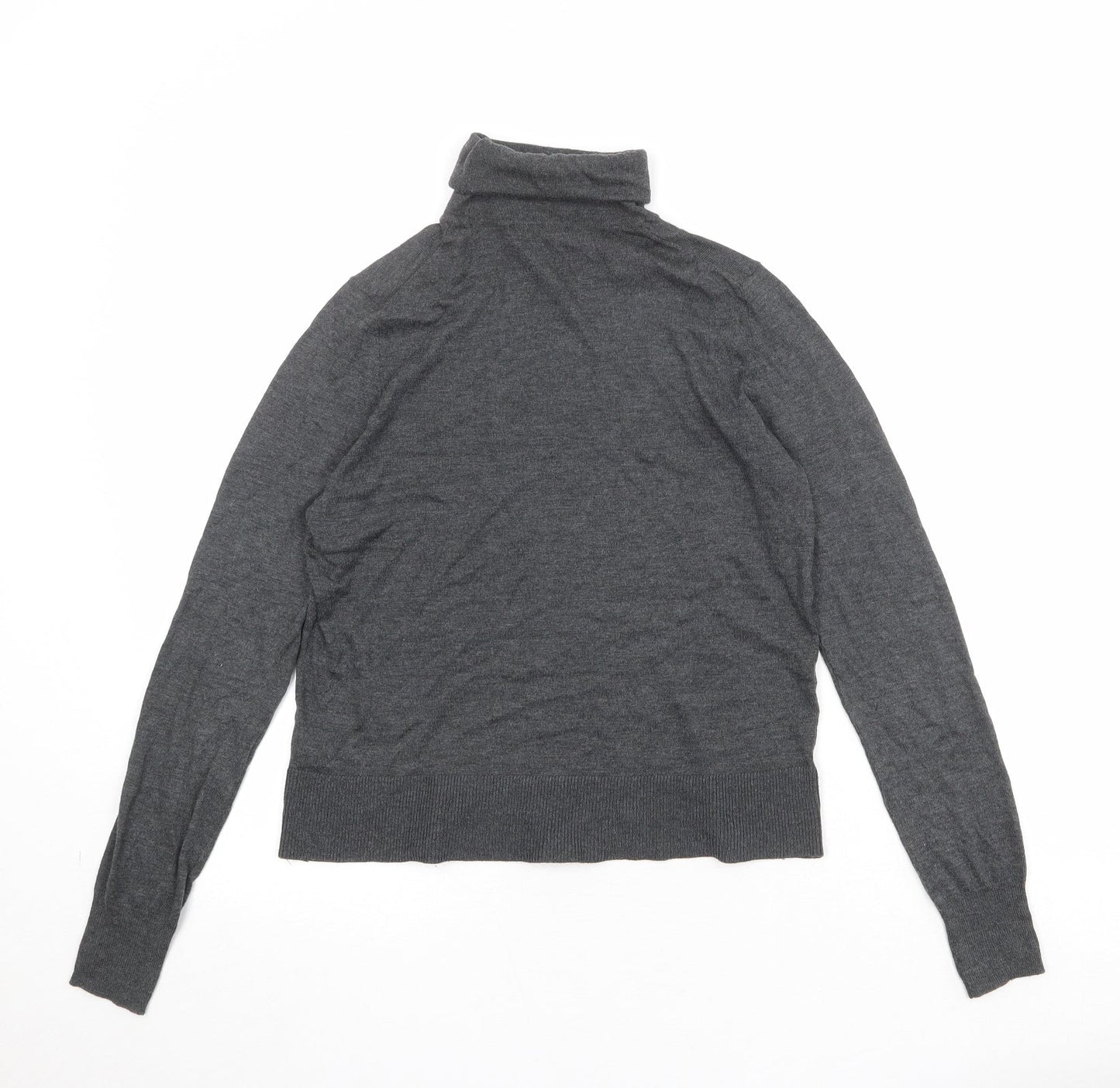 Zara Womens Grey Roll Neck Modal Pullover Jumper Size S