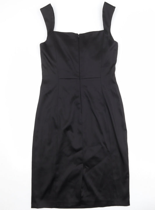 Jax Womens Black Acetate Sheath Size 10 Square Neck Zip