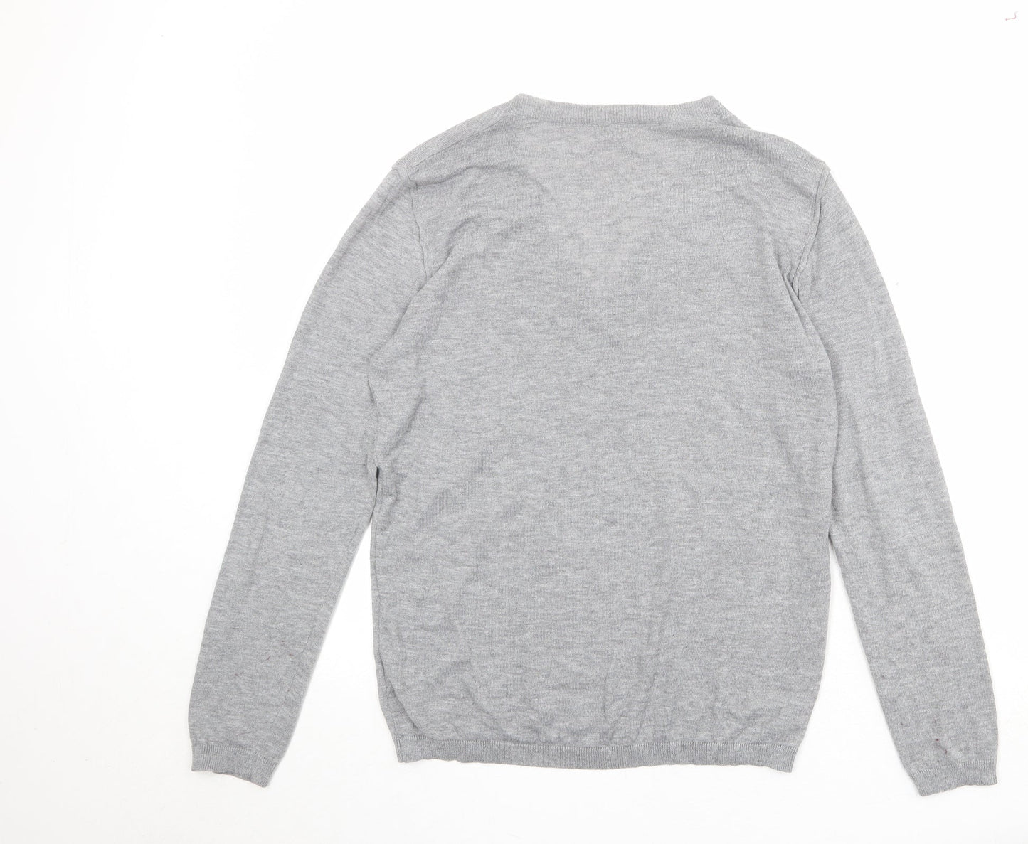 Season Womens Grey V-Neck Polyester Pullover Jumper Size XL