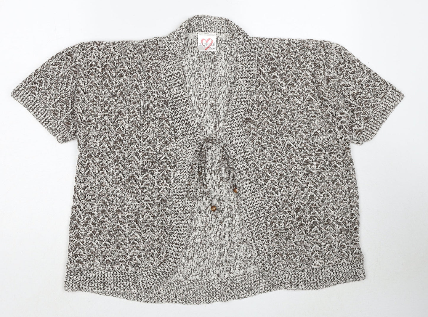 Gazelle Womens Beige V-Neck Polyester Pullover Jumper Size 2XL