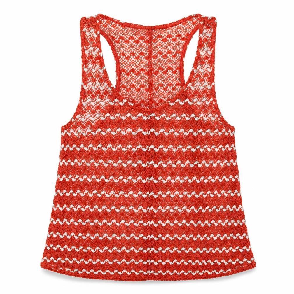 NEXT Womens Red Geometric Polyester Basic Tank Size 10 V-Neck